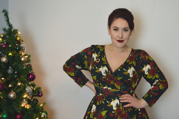 Lady V London Lady Voluptuous Lyra Dress limited edition Christmas Floral Print