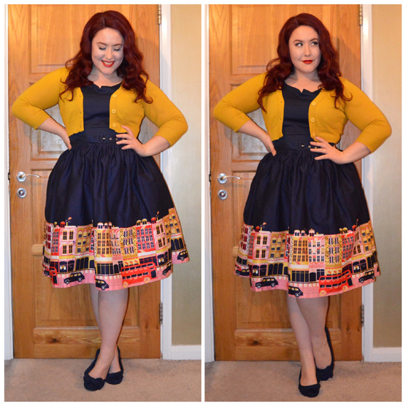 Carnaby dress by Lindy Bop, Honey Tootsie Cropped Cardigan from Doll Me Up, old Primark flats