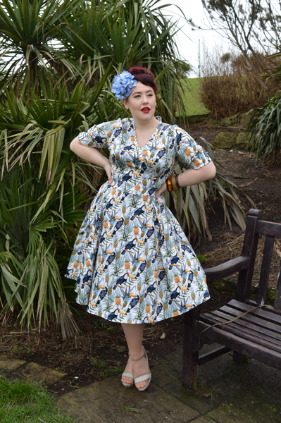 Lady V London Lady Voluptuous Estella Tropical Toucan Print dress