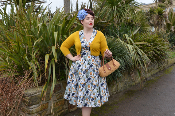 Lady V London Lady Voluptuous Estella Tropical Toucan Print dress