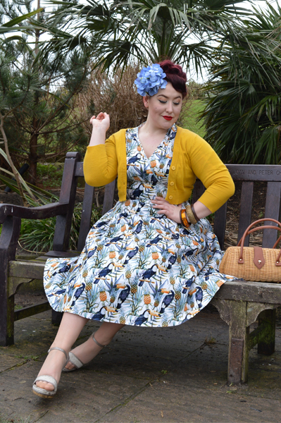 Lady V London Lady Voluptuous Estella Tropical Toucan Print dress