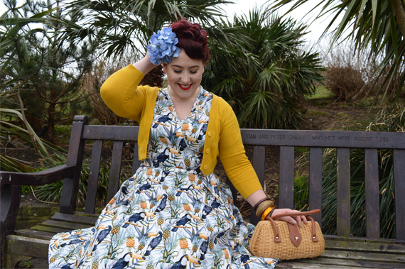 Lady V London Lady Voluptuous Estella Tropical Toucan Print dress