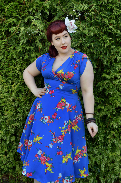 Voodoo Vixen Amber Electric Blue Floral Dress