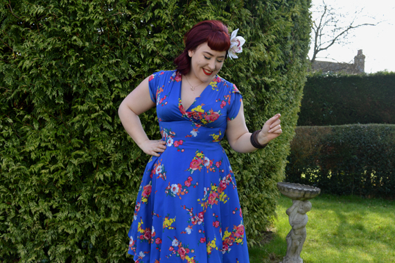 Voodoo Vixen Amber Electric Blue Floral Dress