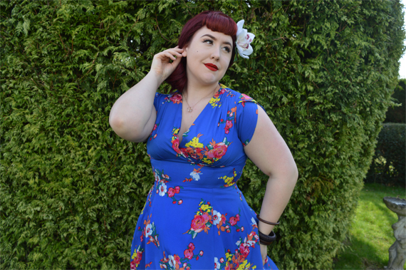Voodoo Vixen Amber Electric Blue Floral Dress