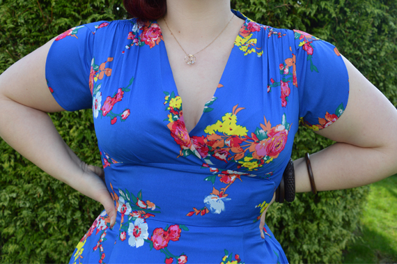Voodoo Vixen Amber Electric Blue Floral Dress