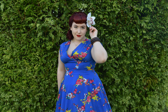 Voodoo Vixen Amber Electric Blue Floral Dress