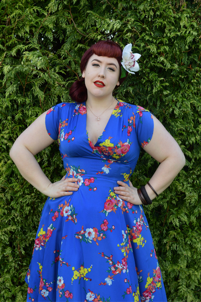 Voodoo Vixen Amber Electric Blue Floral Dress