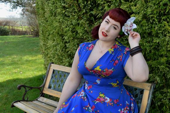 Voodoo Vixen Amber Electric Blue Floral Dress