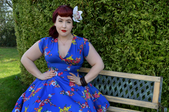 Voodoo Vixen Amber Electric Blue Floral Dress