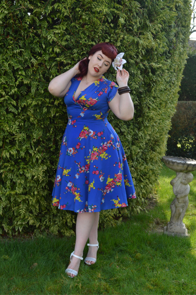 Voodoo Vixen Amber Electric Blue Floral Dress