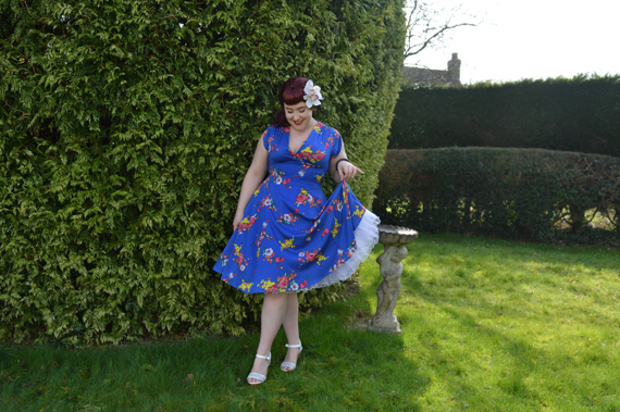 Voodoo Vixen Amber Electric Blue Floral Dress