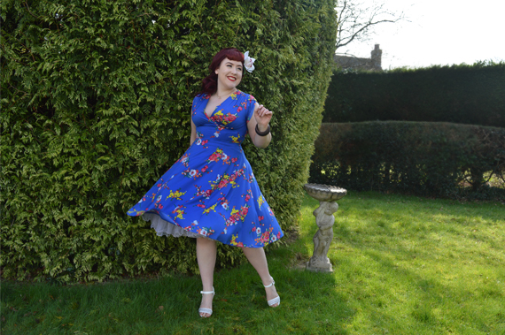 Voodoo Vixen Amber Electric Blue Floral Dress