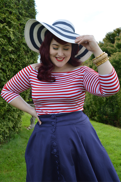 Dolly & Dotty Gloria stripe top Erin high waisted flared skirt