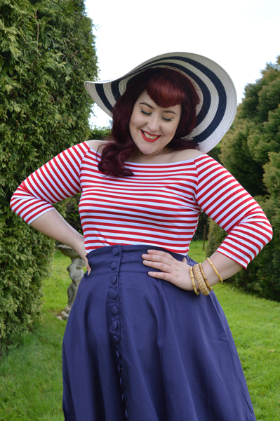 Dolly & Dotty Gloria stripe top Erin high waisted flared skirt