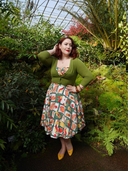 Collectif Fairy doll Tropical Bamboo dress Lulu Hun Lidia Yellow flats