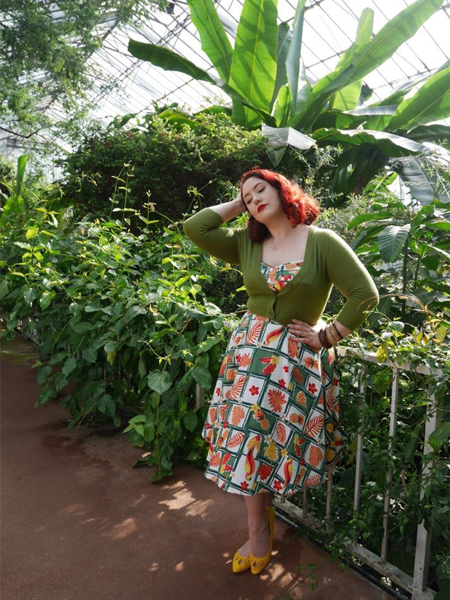 Collectif Fairy doll Tropical Bamboo dress Lulu Hun Lidia Yellow flats