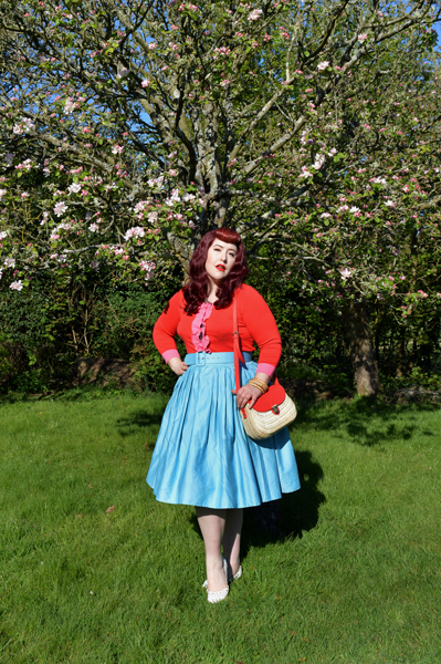 Joanie Clothing Eden Frill cardigan Emmy Rattan basket bag