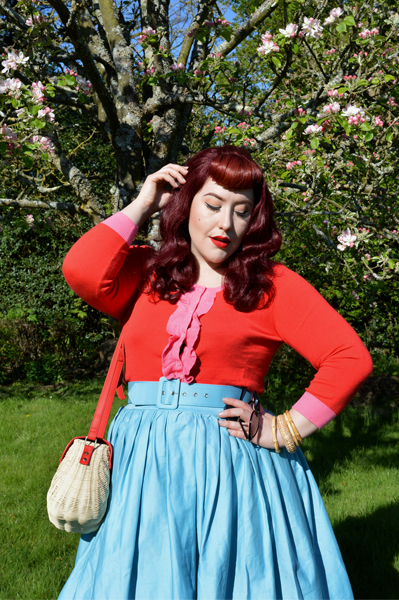 Joanie Clothing Eden Frill cardigan Emmy Rattan basket bag