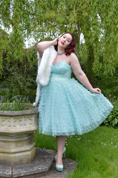 Unique Vintage Mint cupcake 1950s tulle swing prom dress plus size