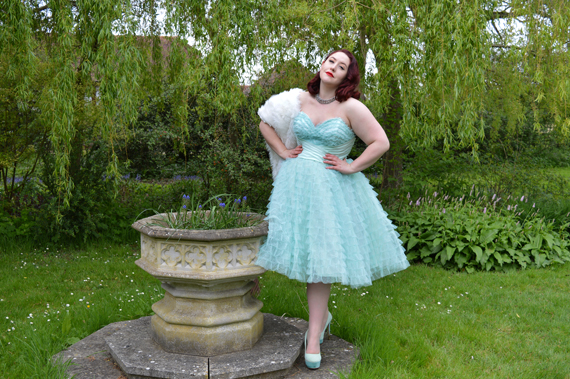 Unique Vintage Mint cupcake 1950s tulle swing prom dress plus size