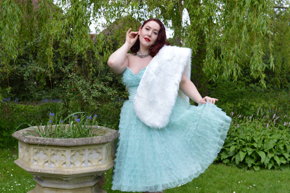Unique Vintage Mint cupcake 1950s tulle swing prom dress plus size