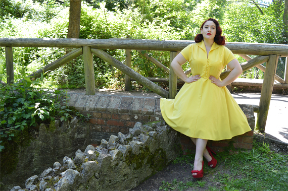 Pretty Retro 40s Style Hostess Dress Yellow