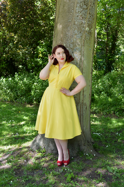 Pretty Retro 40s Style Hostess Dress Yellow