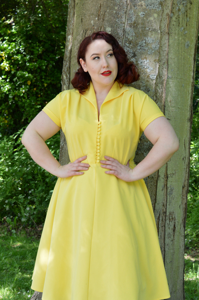 Pretty Retro 40s Style Hostess Dress Yellow