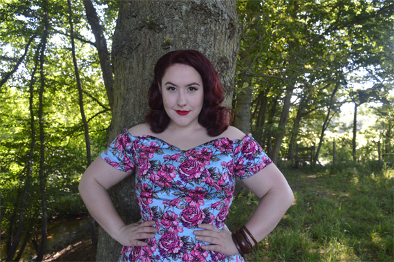 Illustrated Rose Liliana dress Lady V London plus size