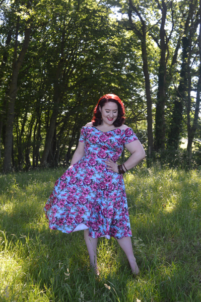 Illustrated Rose Liliana dress Lady V London plus size