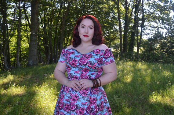 Illustrated Rose Liliana dress Lady V London plus size