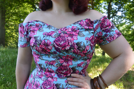 Illustrated Rose Liliana dress Lady V London plus size