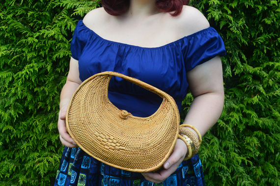 Ellen and James Half Moon woven handmade Basket bag ata grass Miss Amy May