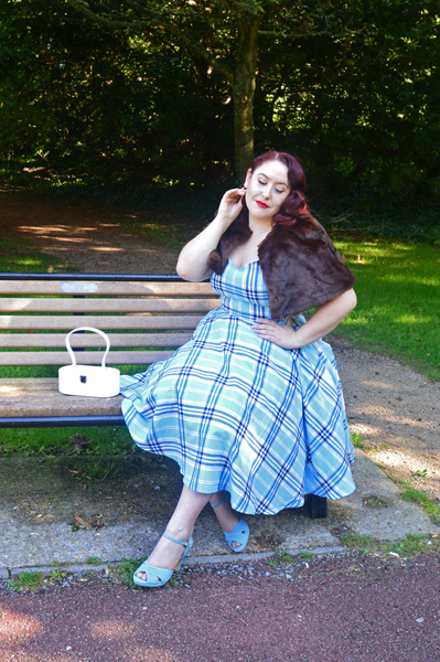 Hell Bunny blue AW17 Aberdeen tartan dress plus size