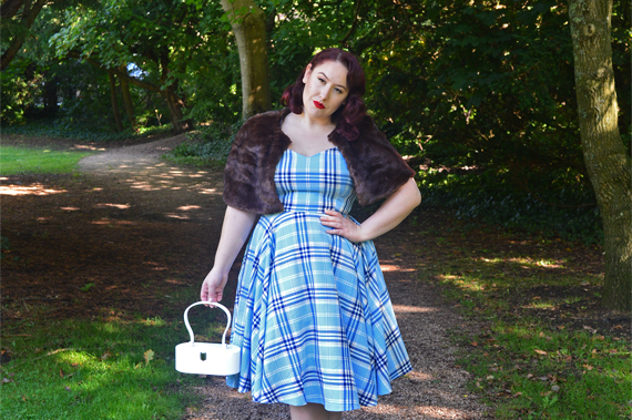 Hell Bunny blue AW17 Aberdeen tartan dress plus size