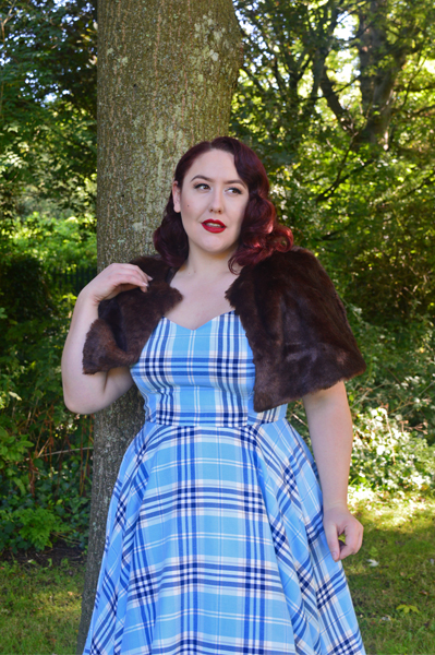 Hell Bunny blue AW17 Aberdeen tartan dress plus size