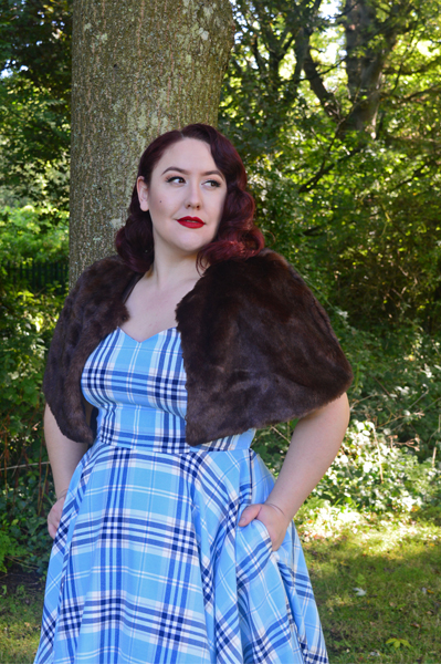 Hell Bunny blue AW17 Aberdeen tartan dress plus size