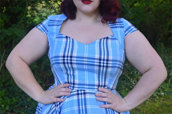 Hell Bunny blue AW17 Aberdeen tartan dress plus size