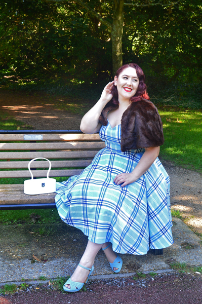 Hell Bunny blue AW17 Aberdeen tartan dress plus size