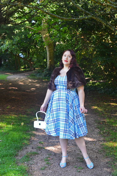 Hell Bunny blue AW17 Aberdeen tartan dress plus size