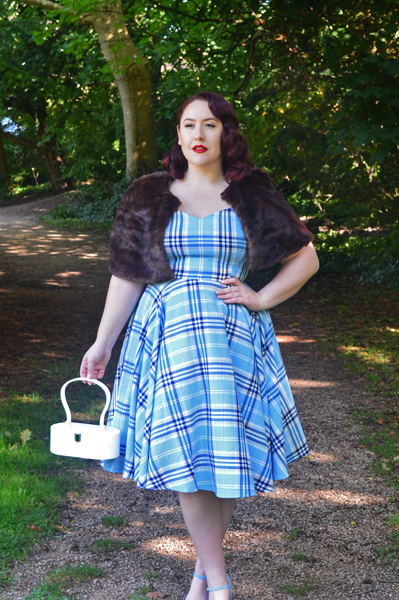 Hell Bunny blue AW17 Aberdeen tartan dress plus size