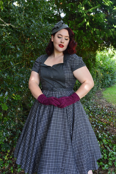 Voodoo Vixen Ella Grey Tartan Flare Swing dress 40s
