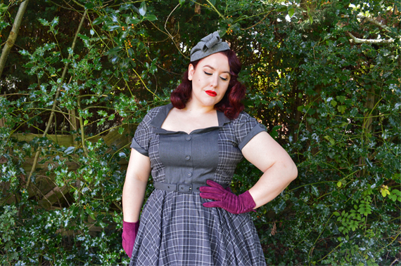 Voodoo Vixen Ella Grey Tartan Flare Swing dress 40s