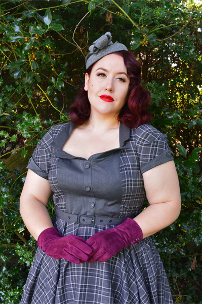 Voodoo Vixen Ella Grey Tartan Flare Swing dress 40s