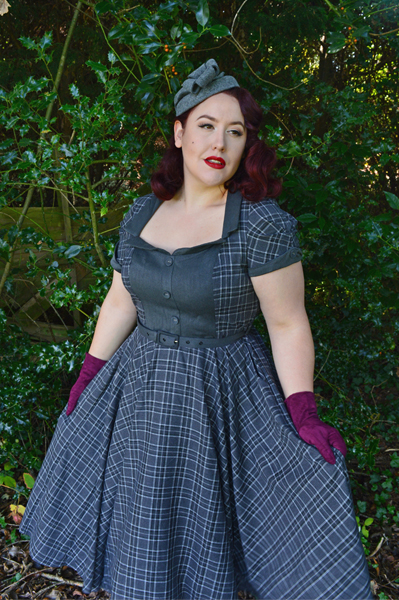 Voodoo Vixen Ella Grey Tartan Flare Swing dress 40s