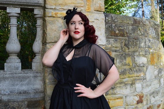 Unique Vintage Black Luna dress capelet cape set Deadly is the Female plus size 