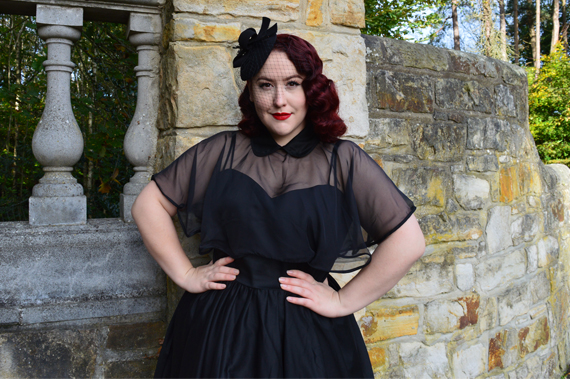 Unique Vintage Black Luna dress capelet cape set Deadly is the Female plus size 