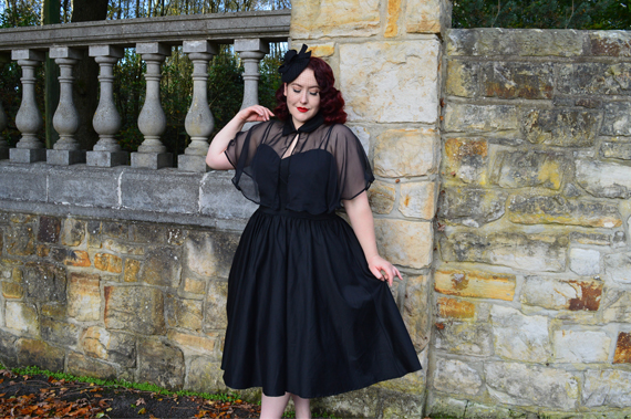 Unique Vintage Black Luna dress capelet cape set Deadly is the Female plus size 