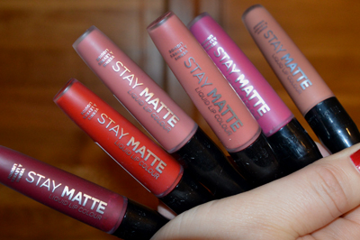Rimmel Stay Matte liquid lipsticks Plum This Show, Firestarter, Heartbeat, Pink Blink, Be My Baby, Pink Bliss,